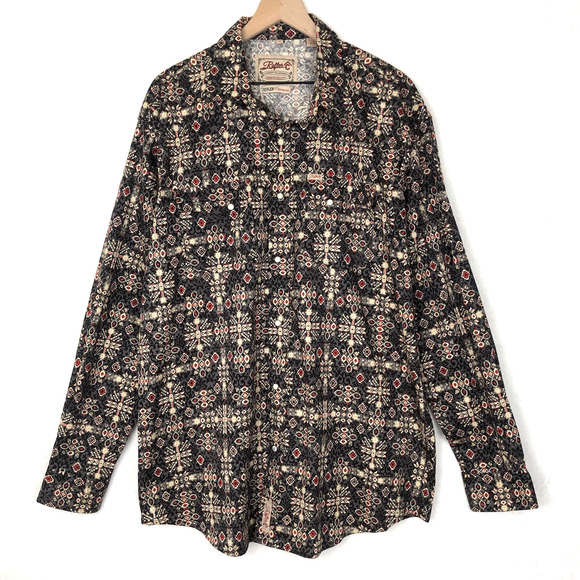 RAFTER C‎ Pearl Snap Pro Flex 45 Performance Western Shirt XL Cowboy Black Aztec - Picture 1 of 15